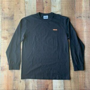 Wawwa black long sleeve organic cotton crew neck graphic tee shirt - M